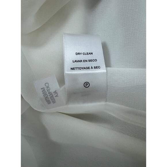 Size Small CALVIN KLEIN WHITE BELL SLEEVE LINED BLOUSE Top Shirt Spring Summer - Picture 7 of 7